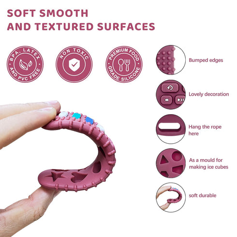 2Pack Teething Toys for Babies - Remote Control Shape Silicone Teether Toys, Baby Teethers for Toddlers Boys Girls