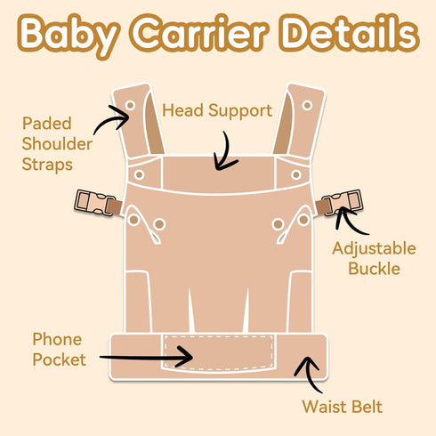 Toddler-7-45 lbs 0-36 Baby Carrier for Newborn to Months Versatile & Adjustable Linen Carrier with Front Pocket