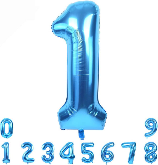 TONIFUL 40 Inch Blue Large Numbers Balloon 0-9 for Birthday Party Decorations, Digital 1 for Engagement Photo Shoot