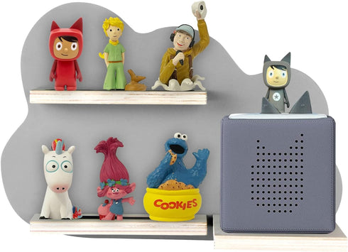 Magnetic Wall Shelf for toniebox - Space for 14 Figures, Wooden Design, Gray