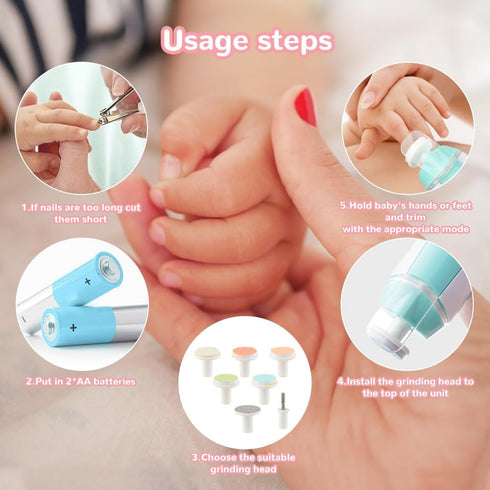 Trimmer 2PCS) Baby Nail Electric, Upgrade Baby Nail Clippers Safe Baby Nail File Kit, Trim Polish Grooming Kit