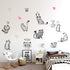 Cartoon Cats Wall Decals - MAIYU 9 Cute Kittens with Butterfly Heart Paw Print Stickers for Kids Room