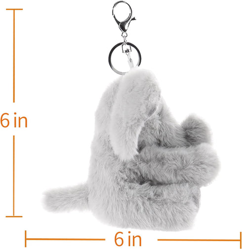 Apricot Lamb Cute Toys Plush Gray Elephant Stuffed Animal Keychain for Kids Bag, Purse, Backpack, Handbag (6 Inches)