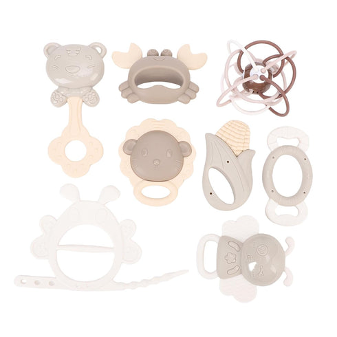 Set, Keenso Baby Rattles Teether Silicone Developmental Toy with Gum Relief, Portable for Newborn Infants