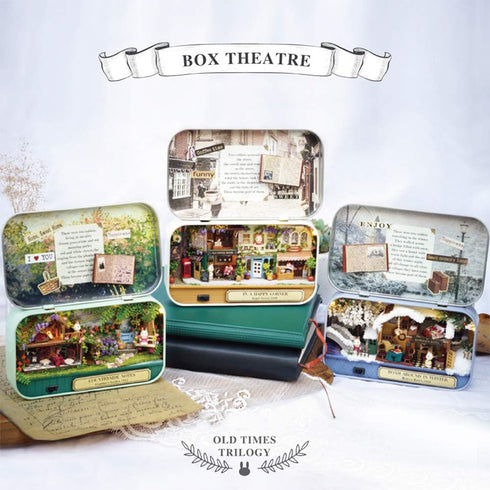 Spilay DIY Miniature Dollhouse Wooden Furniture Kit, Handmade Mini Iron Box Theater Model, 1:24 Scale Toys