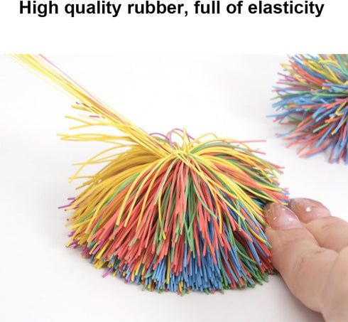 Estimable 16 PCS Sensory Fidget Stringy Balls, Multicolor Soft Rubber Bouncy Stress Balls, Pull Stretch Elastic Ball