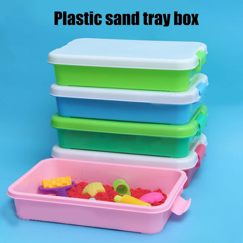 GWUIOREX Multipurpose Sensory Bin, Sand Tray with Lid, Portable Storage Box, Perfect for Sandbox, Poolside, Beach