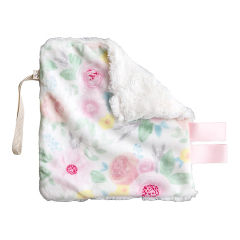 Homecrafted Plush Mini Blanket Baby Pacifier Holder (Light Pink Floral)