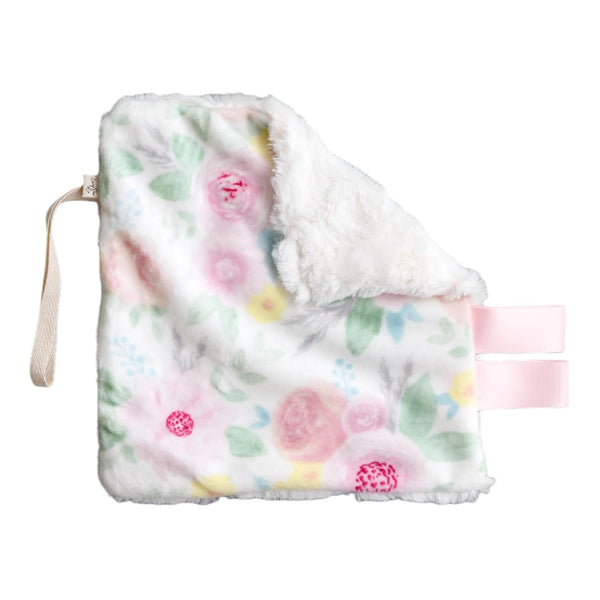 Homecrafted Plush Mini Blanket Baby Pacifier Holder (Light Pink Floral)