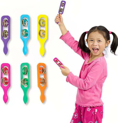 ArtCreativity Cymbals Tambourine for Kids, Pack of 12 Colorful Handheld Music Toys, Fun Party Favors