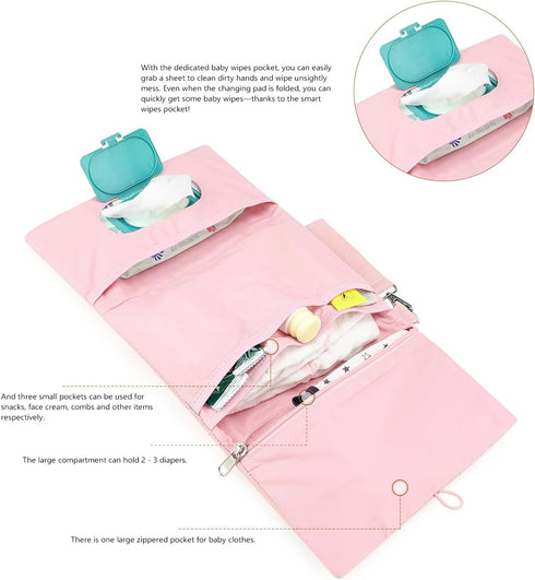 Set, MOMIGO Baby Diaper Bag Organizer Pouches - Waterproof Pod Foldable Diaper Organizer Cute Bear Bag Gift for Baby
