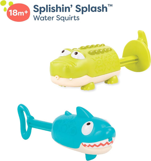 B. toys Splishin’ Splash Animal Water Squirts Duo Pack – Fun Bath Toys for Kids, Outdoor Water Play