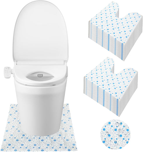 FCQWMTSD 60 Pack Disposable Toilet Commode Mat,Non-Slip Waterproof U-Shape Commode Pads for Adult