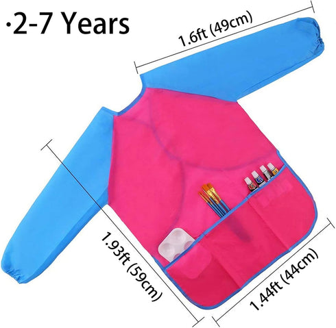 Zkptops 6 Pack Kids Art Smocks, Waterproof Kid Painting Aprons, Toddler Art Smock with Long Sleeve, Age 3-7 Years