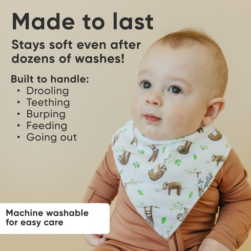 Copper Pearl 4 Pack Soft Cotton Baby Bibs for Drooling and Teething, Adjustable for Newborns to Toddlers, Noah