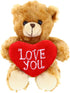 Plushland Stuffed Mocha Heart Bear – Love You - 6 Inch Plush Bear Toy for Kids & Adults, Brown, Embroidered Heart Pillow