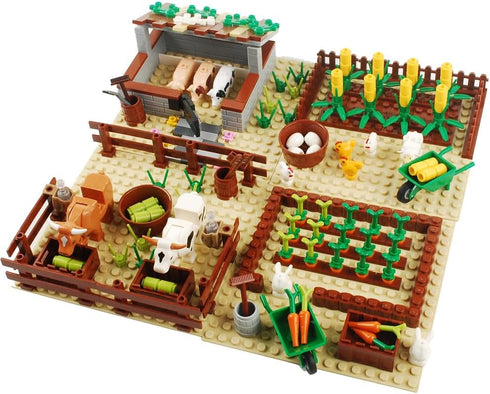 Farm Field Set Building Blocks - Plant Animal Crops Building Bricks Kit - DIY Compatible with All Major Brands