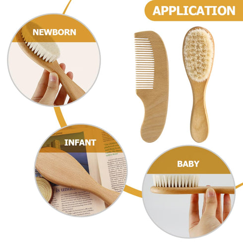 LIFKOME 1 Set Baby Hair Brush and Comb Wool Brush for Newborn Toddler Soft Hair Comb for Infants