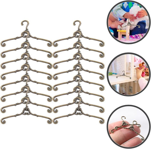 Gadpiparty 24pcs Small Doll Cloth Hangers, Mini Clothes Hanger Holders for Doll Dress Outfit Hanging Accessories