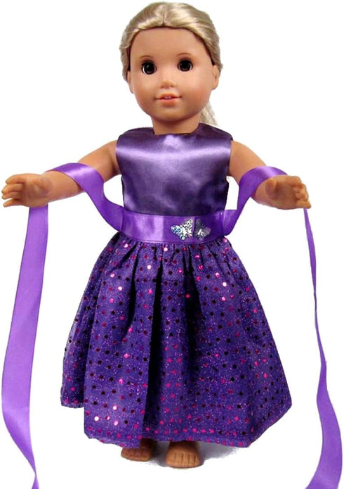 TianBo 18 Inch Doll Clothes Doll Accessories - Beautiful Purple Dress with Dots