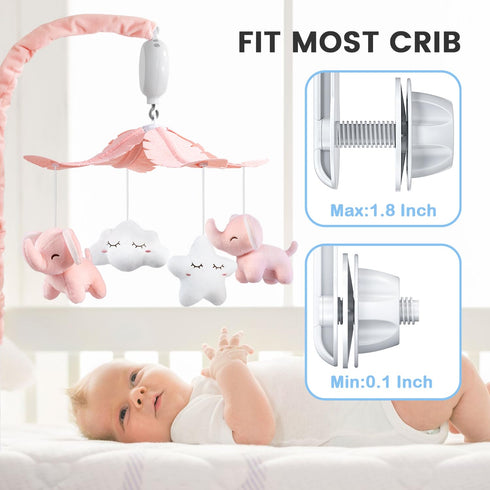 3 35 FEISIKE Baby Crib Mobile for Girls Boys with Modes Digital Musical MotorRotating Only, Music Only, Rotating
