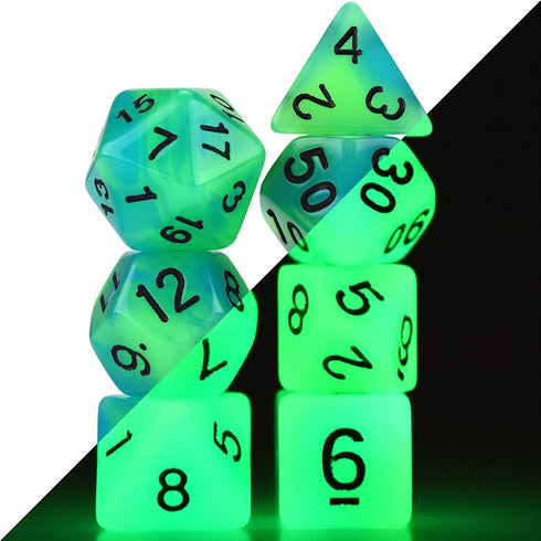 Glow in The Dark DND Dice Set, 11 x 7 Polyhedral Dice (77pcs) for Dungeons and Dragons Tabletop Role-Playing Games