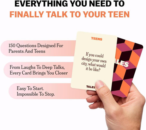 150 TALES Conversation Cards, Teens Edition, Fun Family Games for Teens, Perfect for Dinners, Road Trips, Classrooms