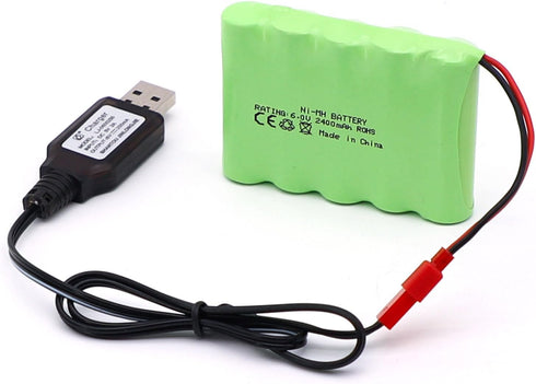 SHAWOROCE 2400mAh 6V Ni-Mh Rechargeable Ni-MH Battery for RC Car Electric Toy Truck