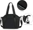 Stylish Black PU Diaper Bag Tote with Wet Bag & Stroller Hooks