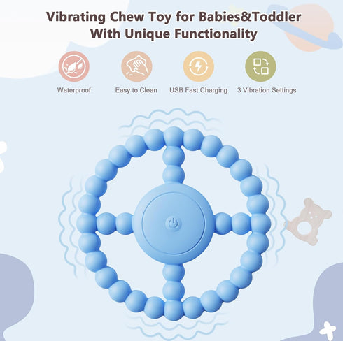 BIKCANP Babies6-12 8-18 Essential,1-2 Vibrating Sensory Chew Toy, Teether Teething Toys for Months, Sensory Toys