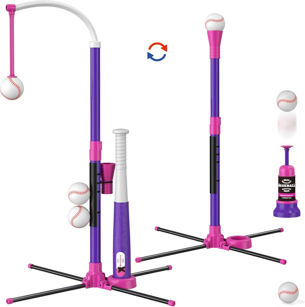 Baseball Set - 3 Ways to Play, Adjustable Height, Safe & Sturdy, Easy to Assemble Sport Gift for Kids