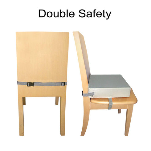 Dining Chair Heightening Cushion - Portable Adjustable Highchair Booster for Baby Toddler Kids, Washable Gray Seat Pad