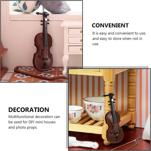 8Pcs 1:12 Dollhouse Violin Miniature Musical Instrument Collection for Doll House Musical Room