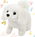 Hopearl 7'' White Bichon Interactive Electronic Pet Plush Toy, Woof and Moving Animated Nodding Head Gift for Toddlers