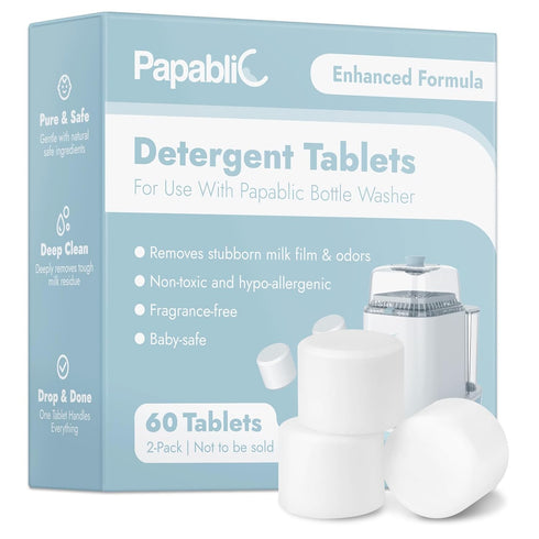 60Pcs Momcozy Packs Papablic Official Detergent Soap Tablets for Baby Brezza, GROWNSY, Bottle Washer Pro & Portable