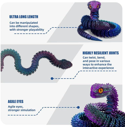 SGYYSG 3D 21 Inch 3D Color-1) Printed Snake - Movable Articulated Snake, Perfect Printed Animals for Educational Toys!