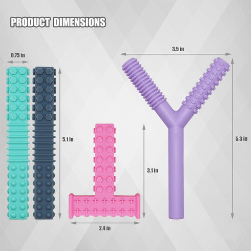 Sensory Chew Toys for Autistic Children, 4 Pack Chew Tubes for Kids, Durable Silicone Oral Motor Tools, BPA Free