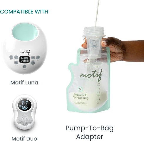 S1 S2 3-Step (Set 2) Motif Medical Pump-to-Bag Electric Breast Pump Adapter -Compatible w/Spectra & Breast Pump - Pump
