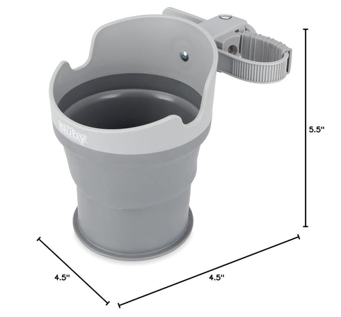 Gray Nuby Collapsible Cup Holder - Essential Travel Accessory for Strollers