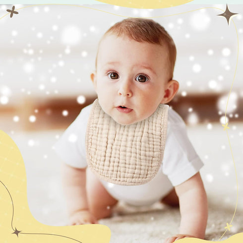 Frienda 8 Pcs Muslin Bibs, Baby Cotton Bandana Drool Bibs for Boys Girls, 6 Absorbent Layers
