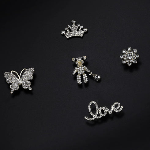 Rhinestone Bling Decoration Charms, Luxury Cute Jewelry Shoe Accessories for Women and Girls (Gold)