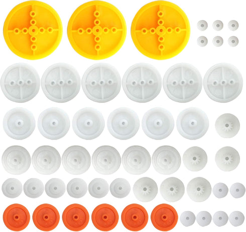 EUDAX 2mm Hole Plastic Belt Pulley Gears Combination Package - Rubber Bands for DIY Robots Cars RC Toy Car Airplane