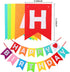Happy Birthday Banner Decorations Set - Rainbow Paper Flags with 9 Honeycomb Balls and Circle Dots Garland