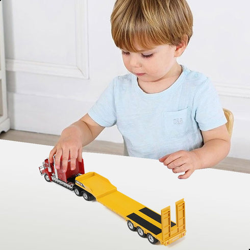 1/50 W900 Scale Semi Truck with Flatbed Trailer Toy for Boys, Metal Large for Kenworth Transport Tractor Truck