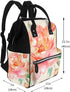 FHEDVBN Backpack Mummy Backpacks Daypack Peach Peony Diaper Bag for Women Multifunction Waterproof for Mom Dad, Large