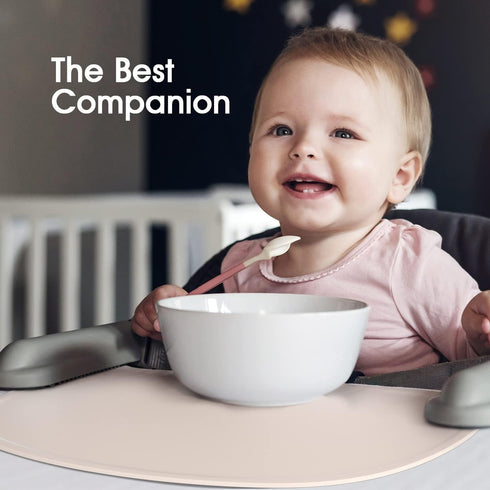 Cuddle Campus Silicone Placemat for Kids, Non-Slip Table Setting with Raised Edges, Comes with String for Storage