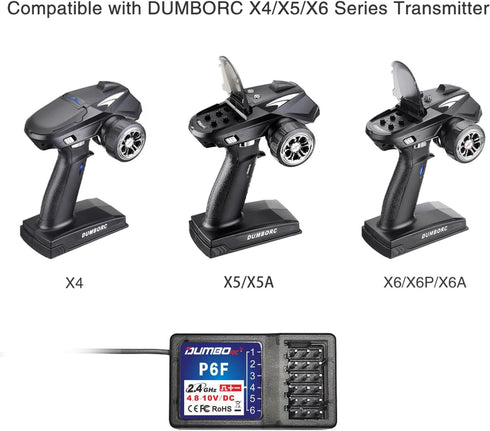 2 P6F 6 2.4GHz X4 X5 X6 DUMBORC Pcs Channels RC Receiver for DUMBORC RC Car Boat