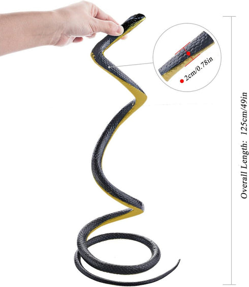 Realistic Fake Rubber Snake Toys, Black Cobra, 49 Inch Long Prank Stuff