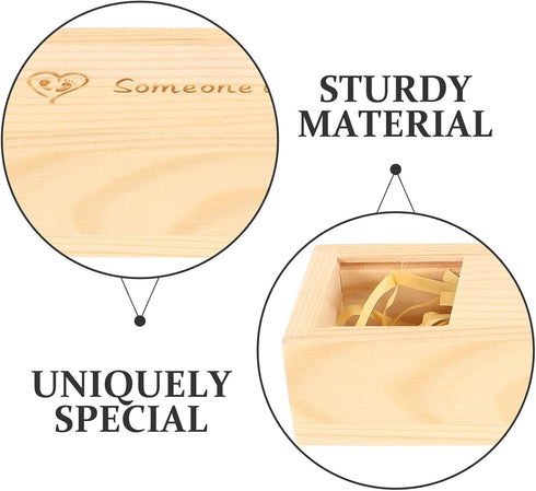 BESPORTBLE Lidded Wooden Pregnancy Test Keepsake Box with Slide Lid Decorative Newborn Announcement Container