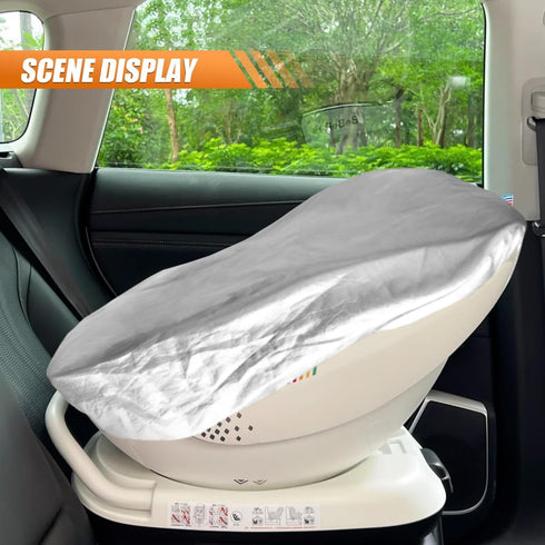 DUSCOKE Baby Car Seat Sun Shade Cover, Reflective Infant Car Seat Heat Protector with UV Protection, Dustproof Vehicle